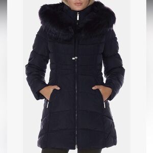 🖤 Laundry by Shelli Segal Black Puffer Coat w/  Faux Fur Hood – Size L